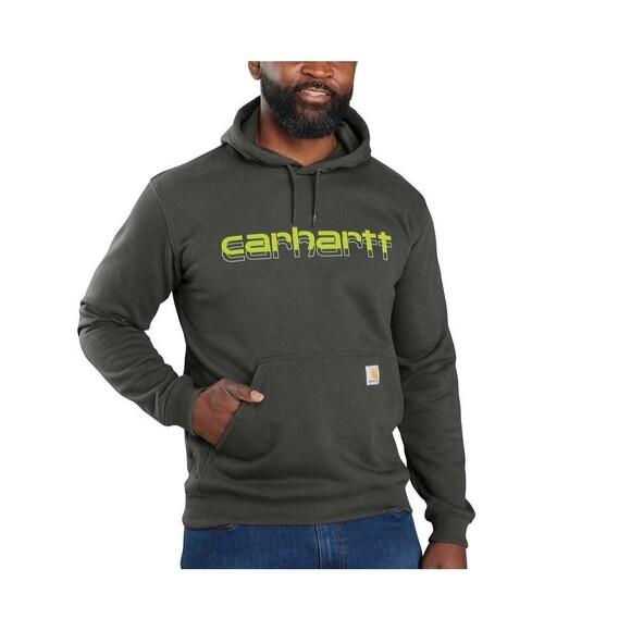 Carhartt Loose Fit Green Hoodie Sweatshirt Men's Size Medium Rain Defender - Picture 1 of 10